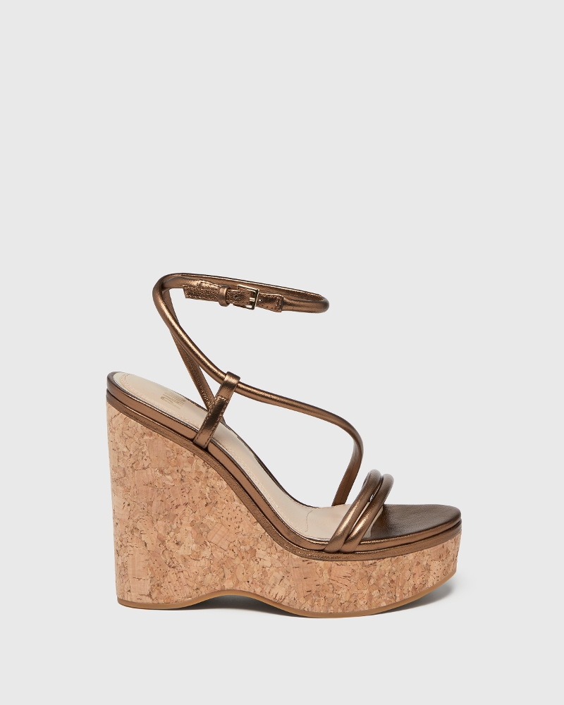 Hallie Wedge - Bronze Leather